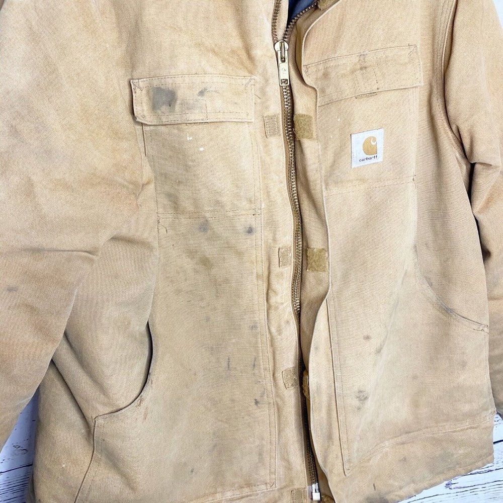 Carhartt Mens Vintage Duck Distressed Worn Workwear Jacket Chore Coat XXL - Picture 2 of 10